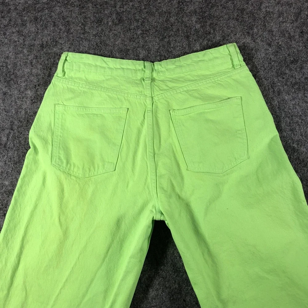 Zara Women's 8 Neon Green The Boogie Pant High Rise Wide Leg Jeans - Picture 9 of 10